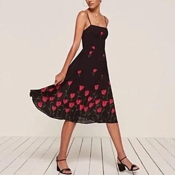 NWT Reformation Nala Midi Dress in Holland Tulip Size 4 - Picture 1 of 5